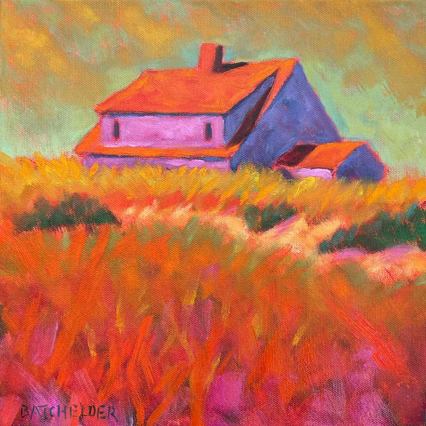 "Bayside Cottage" original framed oil