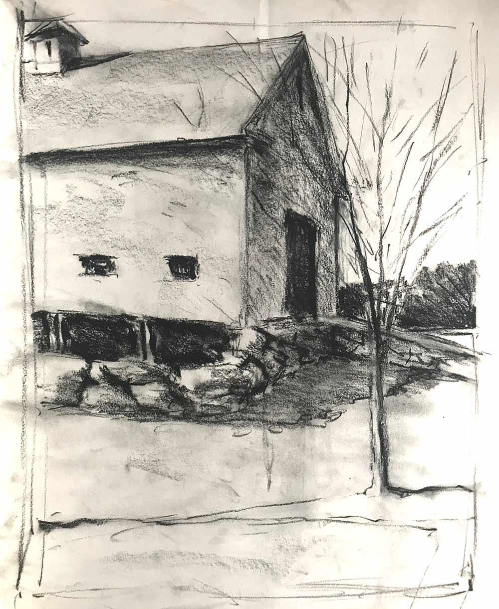 Charcoal study #1 for Amherst Series
