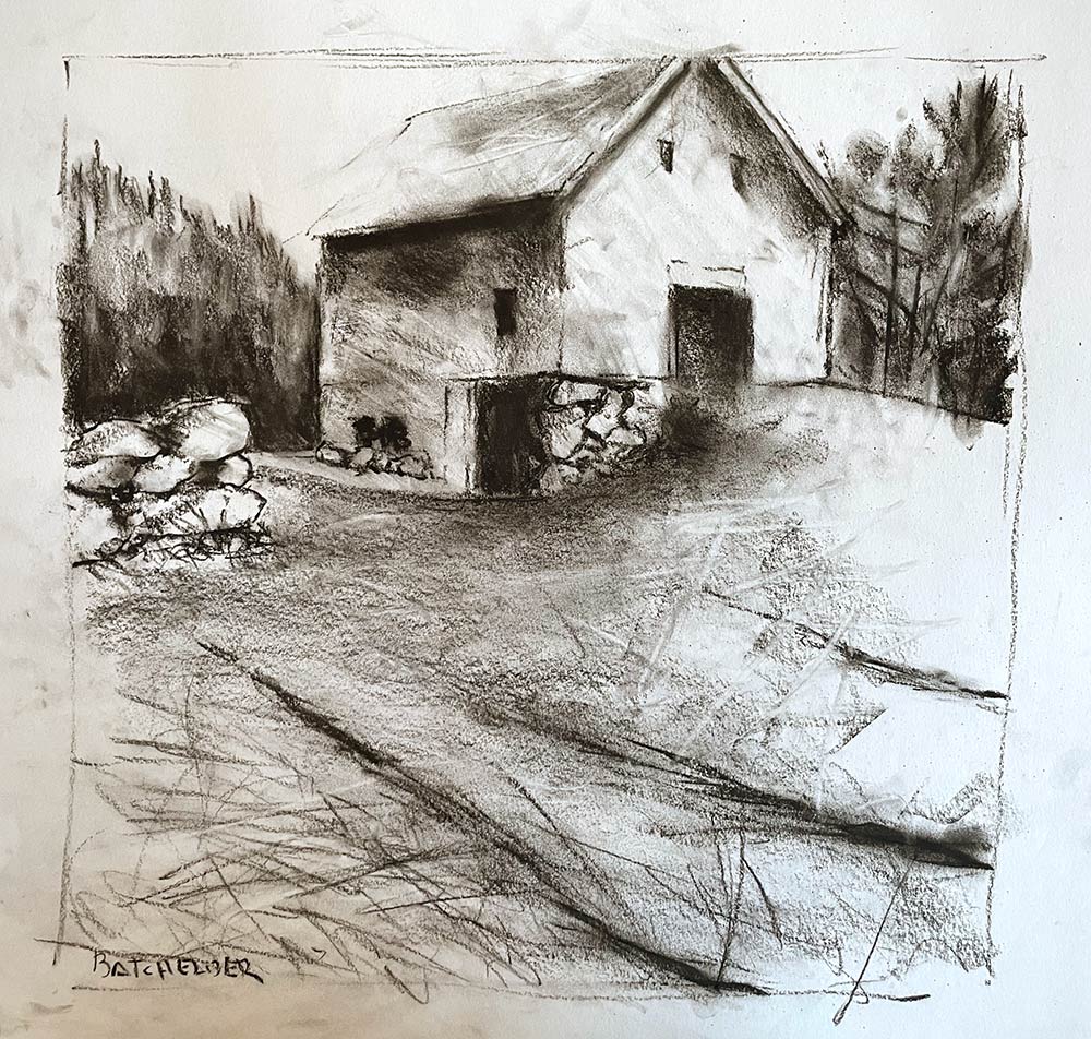 Charcoal Study for "Crimson Ridge"