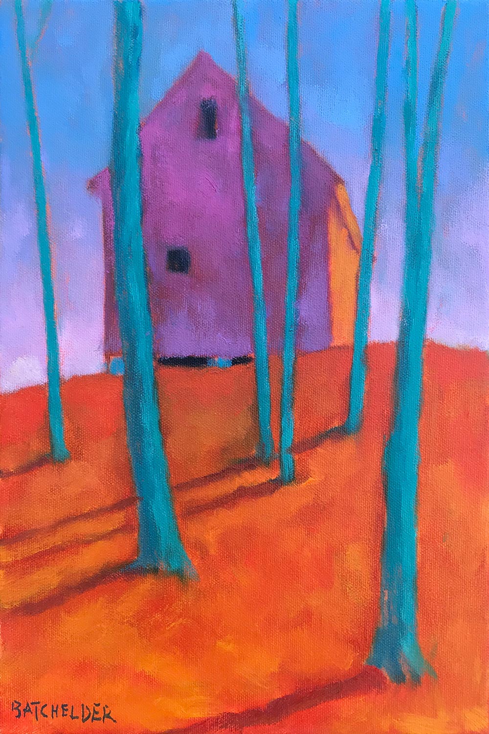 "Hilltop (color study)" original oil on canvas 12 x 8