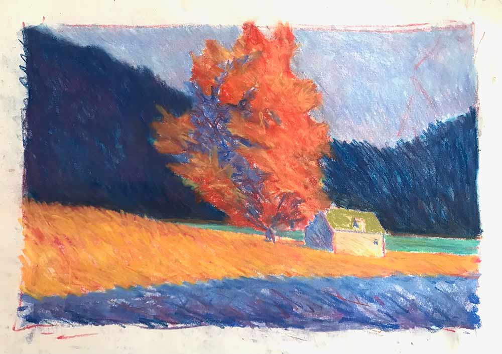 Pastel study for "Autumn Lake"