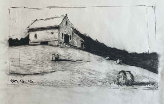 Unnamed Charcoal Study (Hay Bales)