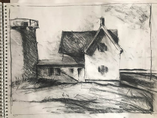 Charcoal study for "Stage Harbor Light"