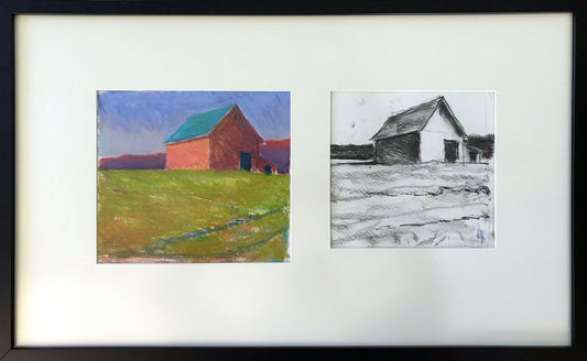 Unnamed Framed Pastel and Charcoal Study