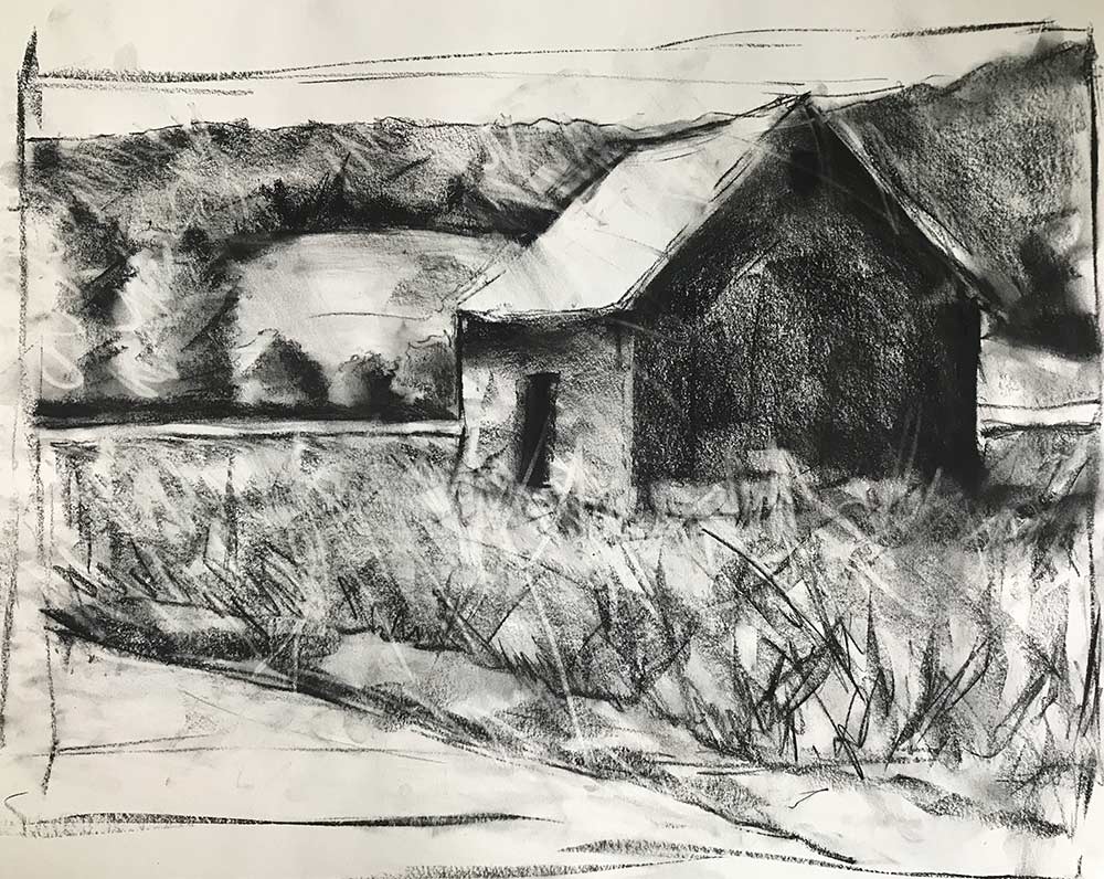 Charcoal Study for "Back Road"