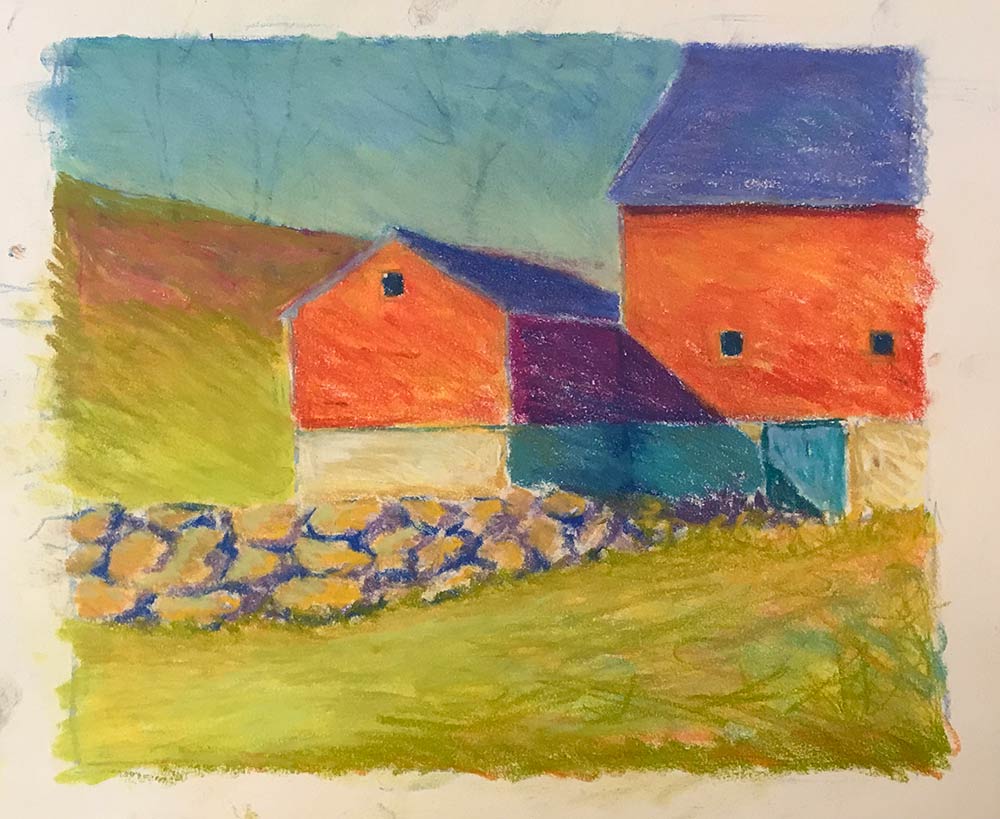 Pastel Study of "Farm Wall"