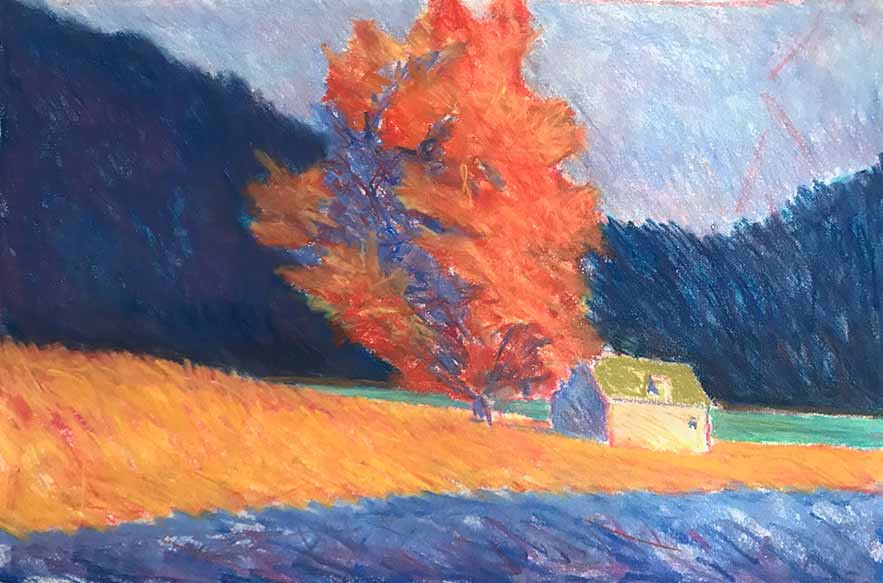 Pastel study for "Autumn Lake"
