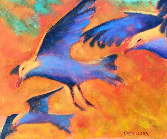 "Watchers" original oil on canvas 12 x 10